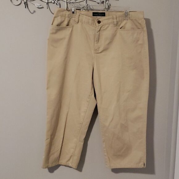 Ralph Lauren Jeans Co Womens 14 Cropped Khaki Tan Capri Beach Preppy Classic - Picture 1 of 8